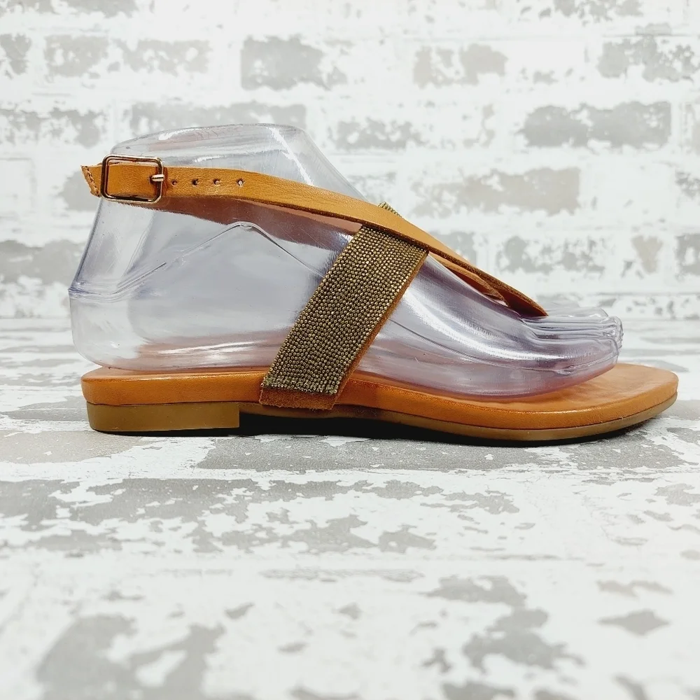 NEW Inuovo Brown Leather Sling Back Buckle Strap Summer Thong Sandals M824 - Picture 5 of 11
